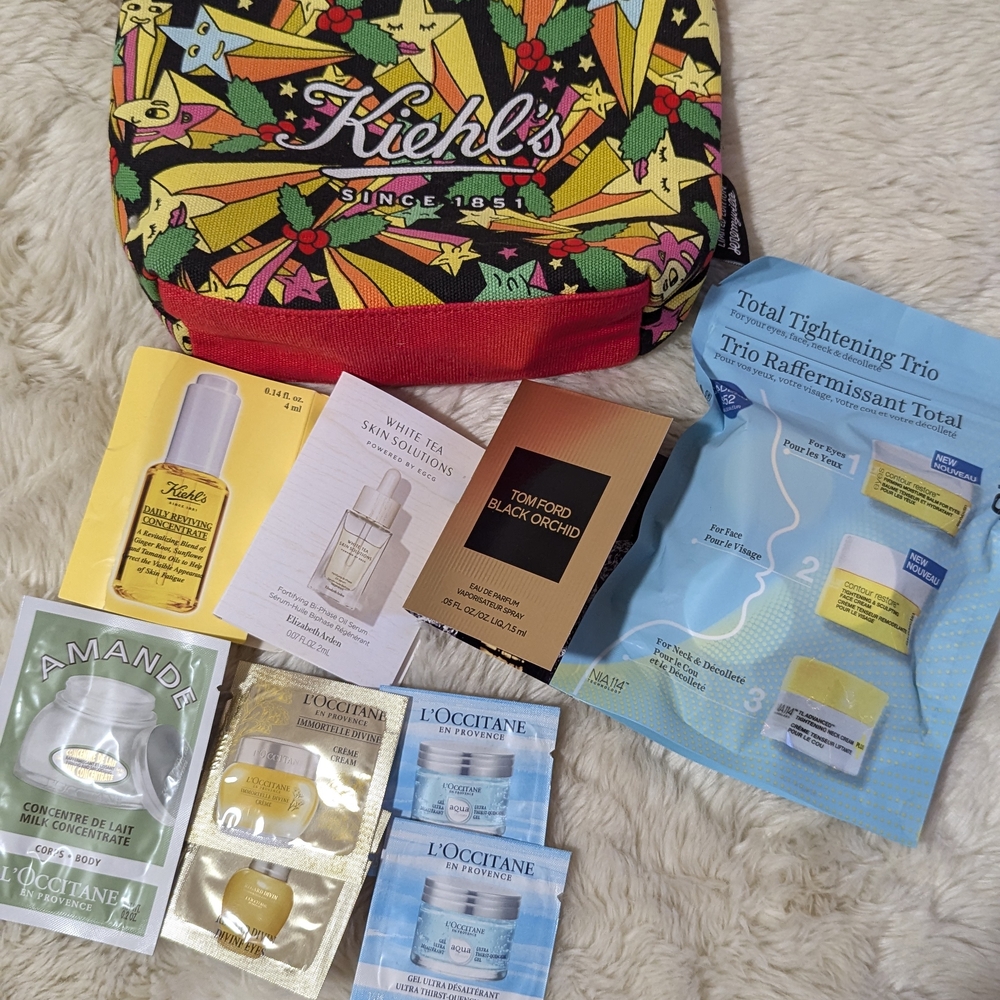 Skincare Sampler - Kiehls/ Tom Ford/ StriVectin/ Elizabeth Arden/ L'Occitaine